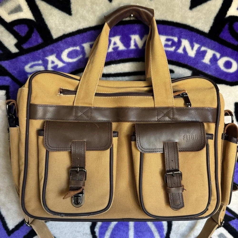 FLIGHT OUTFITTERS Bush Pilot Folio Bag Canvas Leather